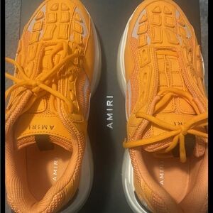 Amiri Orange Sneakers, WORN, SLIGHT MARKS ON BONES FROM CLUB